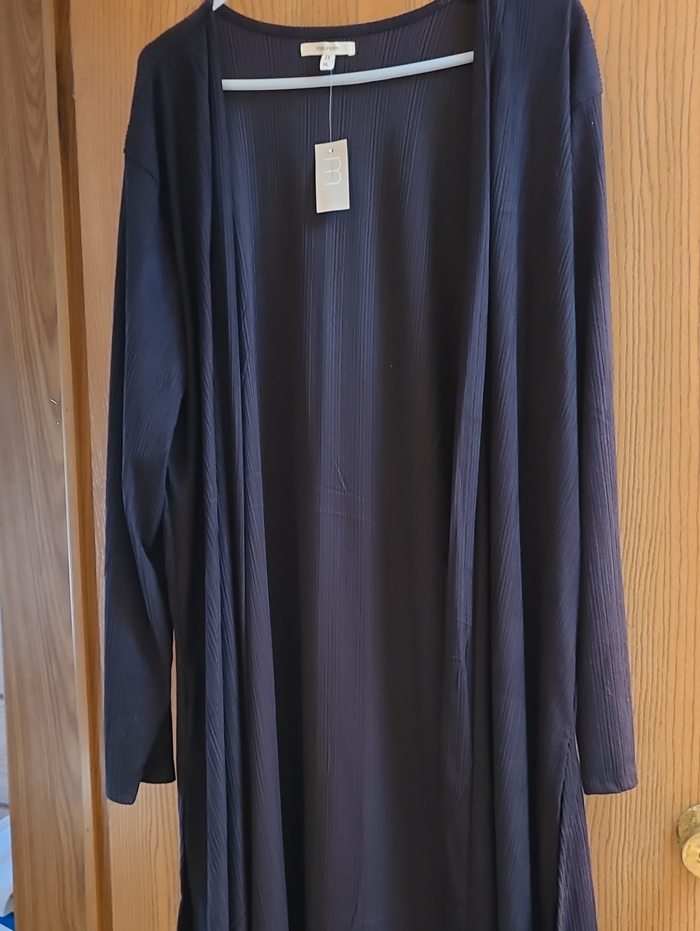 Long Open-Front Navy Women's Cardigan Jacket